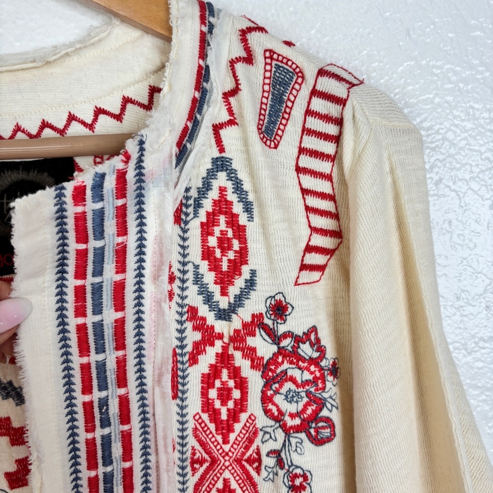 JOHNNY WAS Yatzil Embroidered Fringe Jacket in Vanilla Size L - Picture 7 of 14